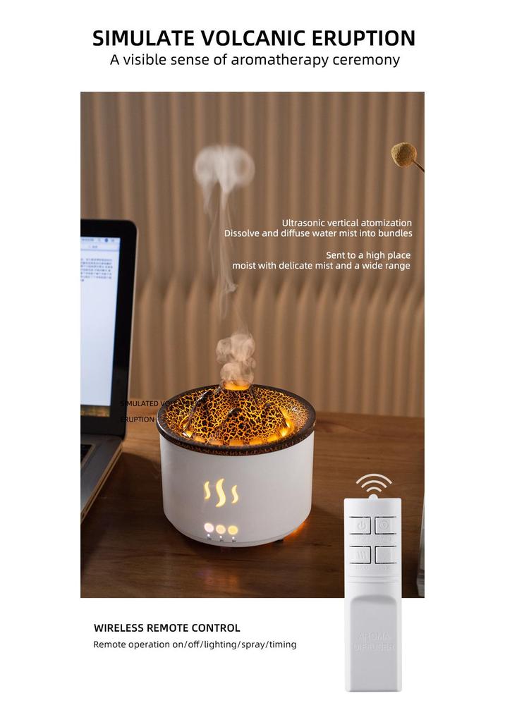 Large Capacity Volcano Bubble Ring Aroma Diffuser Humidifier with Crackle Design for Home Use