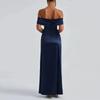 Elegant Solid Color Wrap Waist Fit-and-Flare Midi Maxi Dress With Side Slit High-Waisted Short Sleeve A-Line 2026