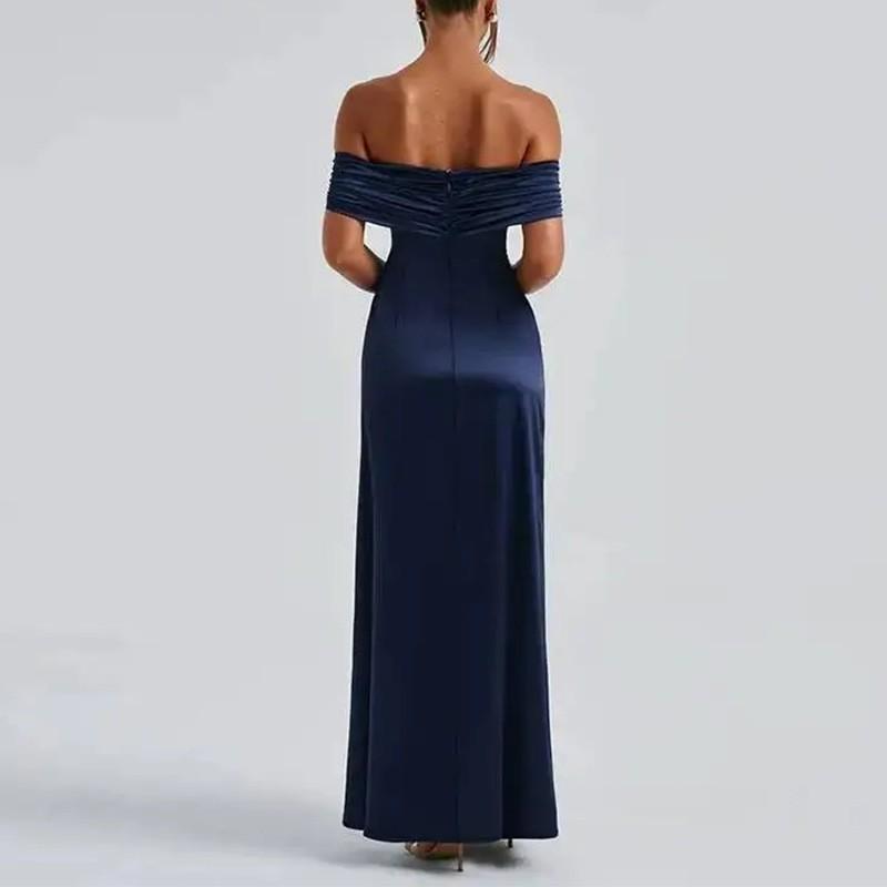 Elegant Solid Color Wrap Waist Fit-and-Flare Midi Maxi Dress With Side Slit High-Waisted Short Sleeve A-Line 2026