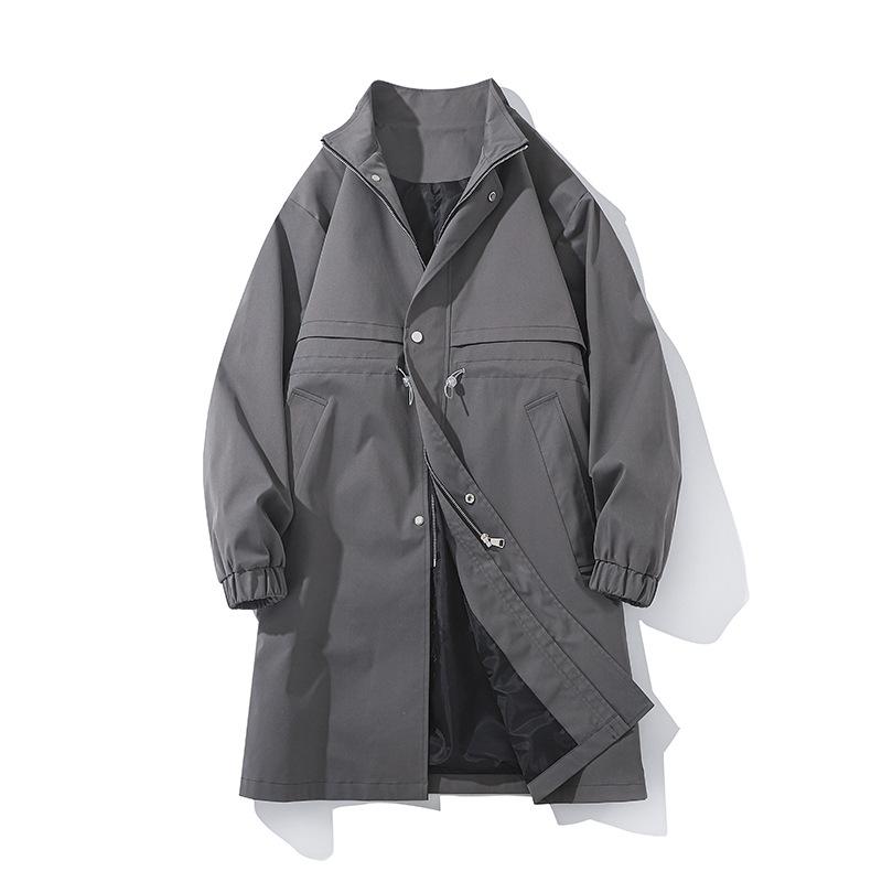 Autumn and Winter Men's Korean Style Windbreaker Men's Coat Young Middle-length Waist-hugging Handsome Windbreaker Jacket