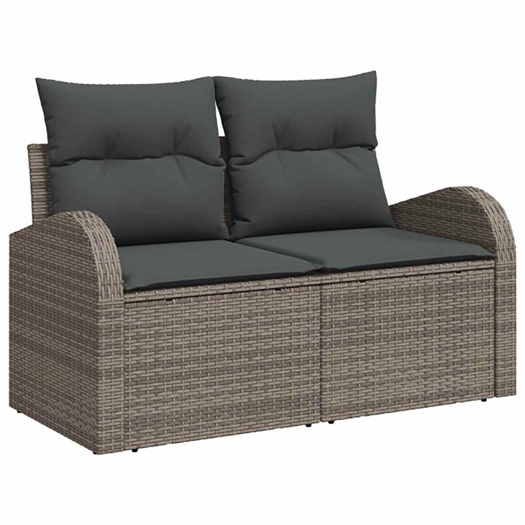 Sofa Set 6 pcs Grey and Dark Grey Poly Rattan and Steel
