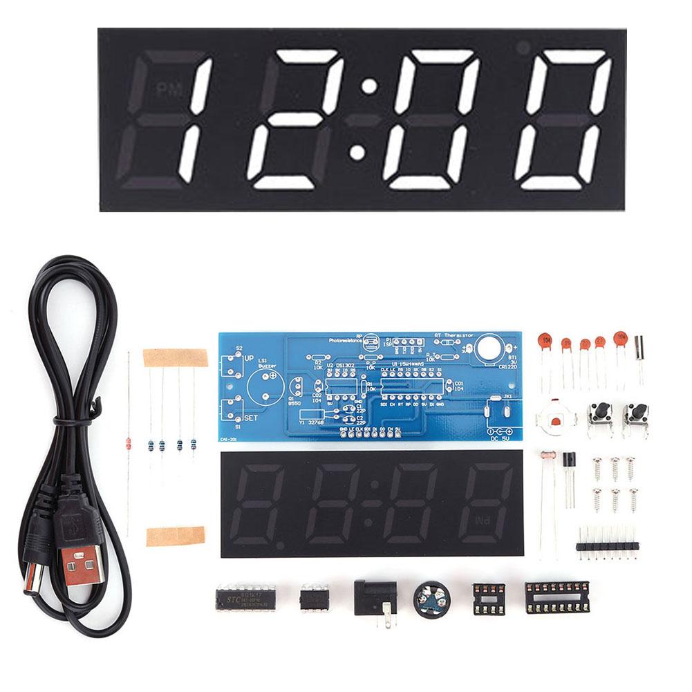 DIY Digital Clock Kit Display Date Week Temperature Alarm Soldering Project Learning Practice Solder Diy Electronic Kit