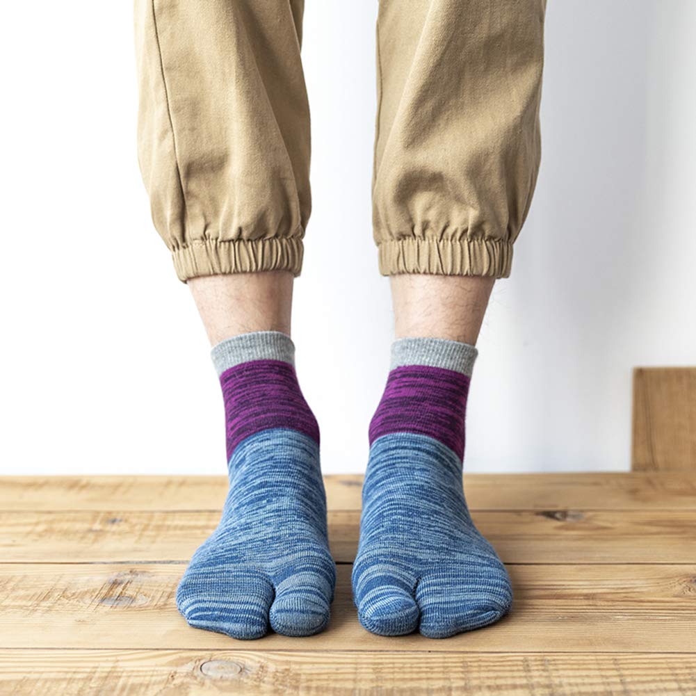 WIOIW Men's Tabi Two-Toe Socks, Moisture-Wicking, Quick-Drying, Set of 6