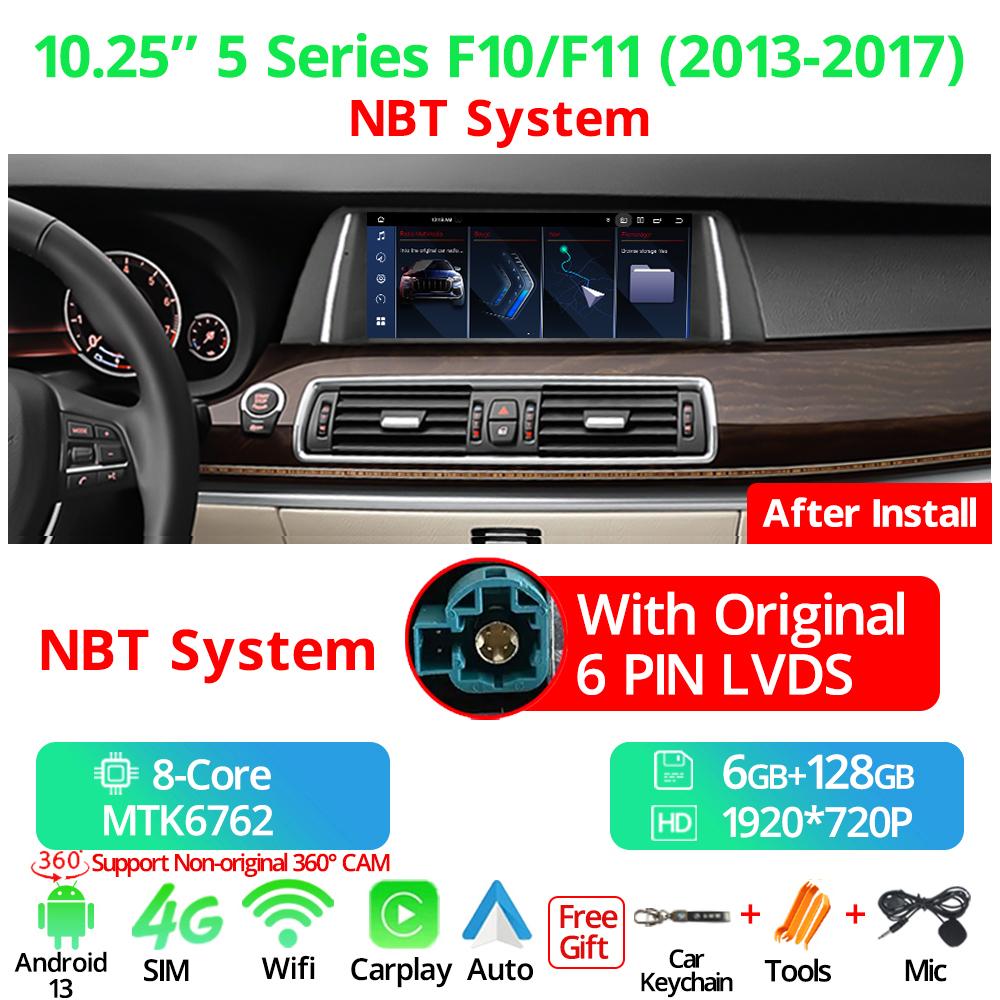 10.25" Multimedia  Player GPS Carplay Car Radio For BMW 5 Series F10 F11 2011-2017 CIC NBT System Android 13