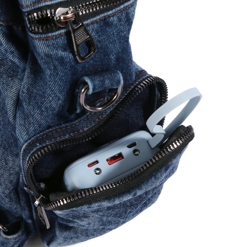 Vintage Denim Backpack Rivet Shoulder Bag Student Schoolbag Class Commuter Backpack