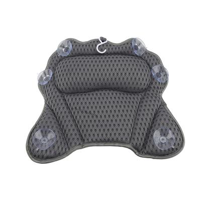 4D Mesh Bath Tub Pillow with 6 Suction Cups Hanging Hook Anti Slip Back Neck Support Spa Pillow for