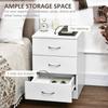 Three Drawer Simple Bedside Table White