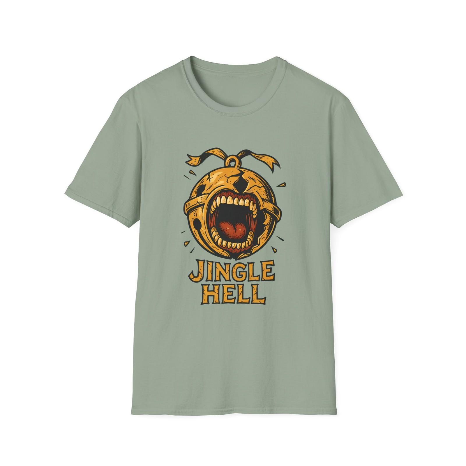 Unisex Softstyle T-Shirt Mens Womens Tees Top Screaming Jingle Bell Surreal Holiday Horror Christmas XL