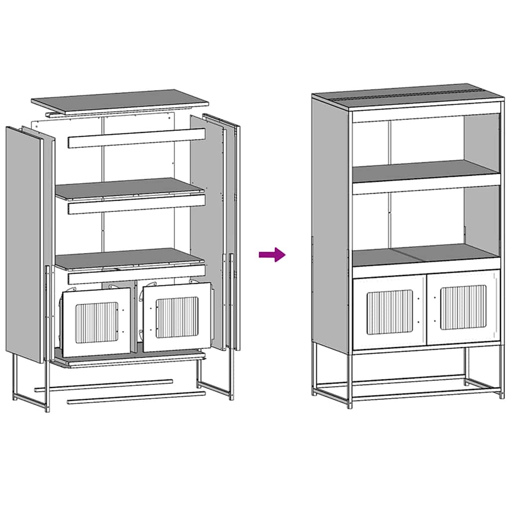Highboard White 68 x 39 x 123 cm Steel