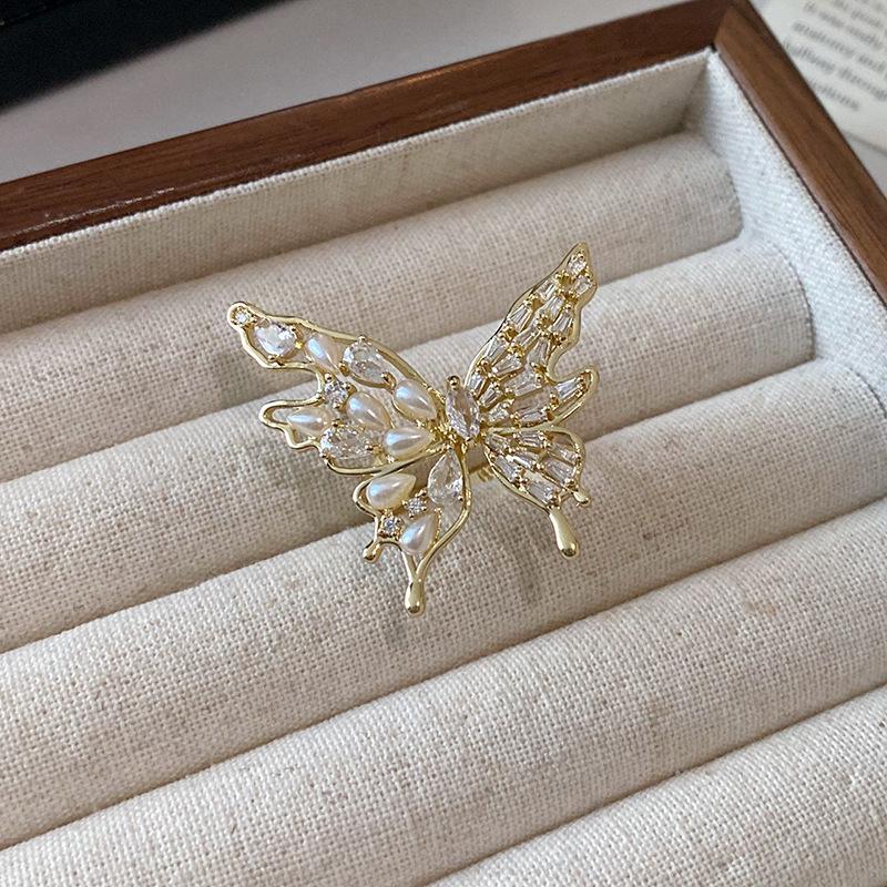 Inel Geometric cu Zircon Placat cu Aur - Modă High-End în Stil Coreean pentru Degetul Arătător