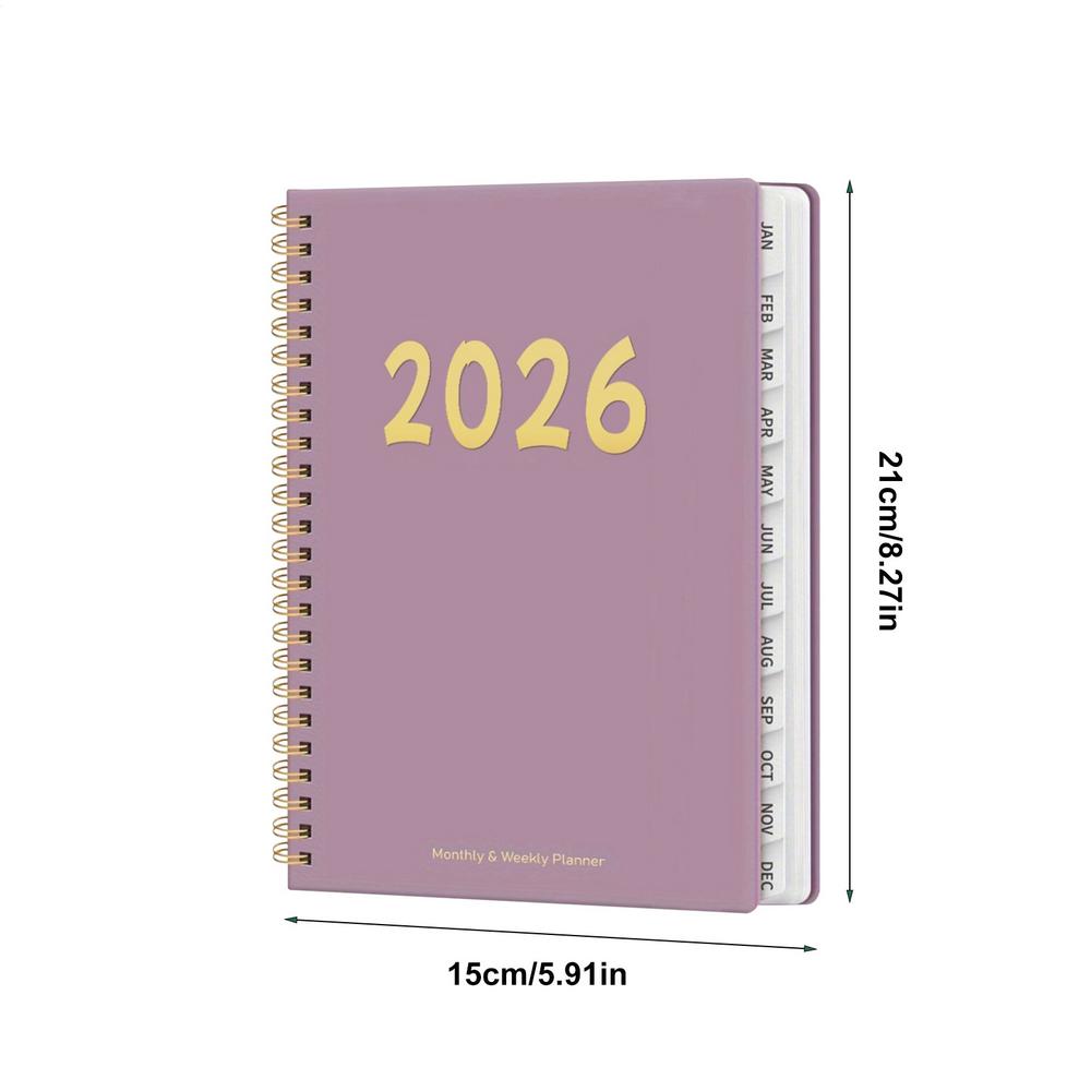 

Тижневий планер 2026 12-місячний блокнот на спіралі 2026 Тижневий місячний планер для школи академічного студента жінки вчителя сім ї фіолетовий