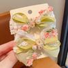 Girl Hair Pin Thin Organza Lace Embroidery Flower Lace Imitation Pearls Decor Hair Clip Spring Forest Style Hairpin