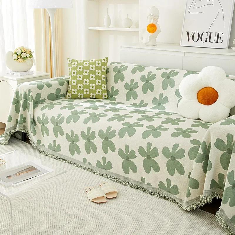 

Жаккардовое полотенце для дивана с деревьями, чехол для дивана из синели с кисточками, многофункциональный чехол, всесезонное одеяло, практичное и универсальное 180x130cm1pcs