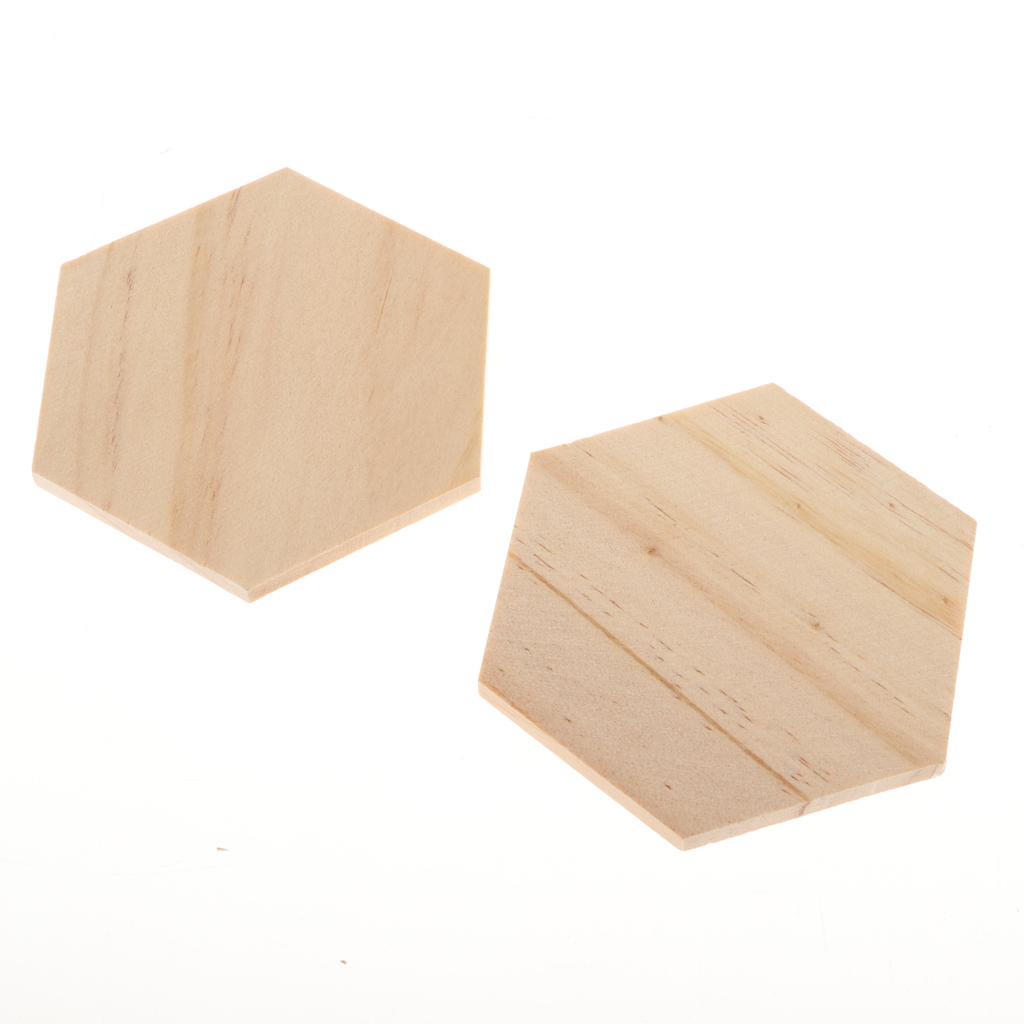 Unfinished Hexagon-Shaped Wood Pieces (25pc) – Wooden Coasters, Light Smooth to Paint, Stain,
