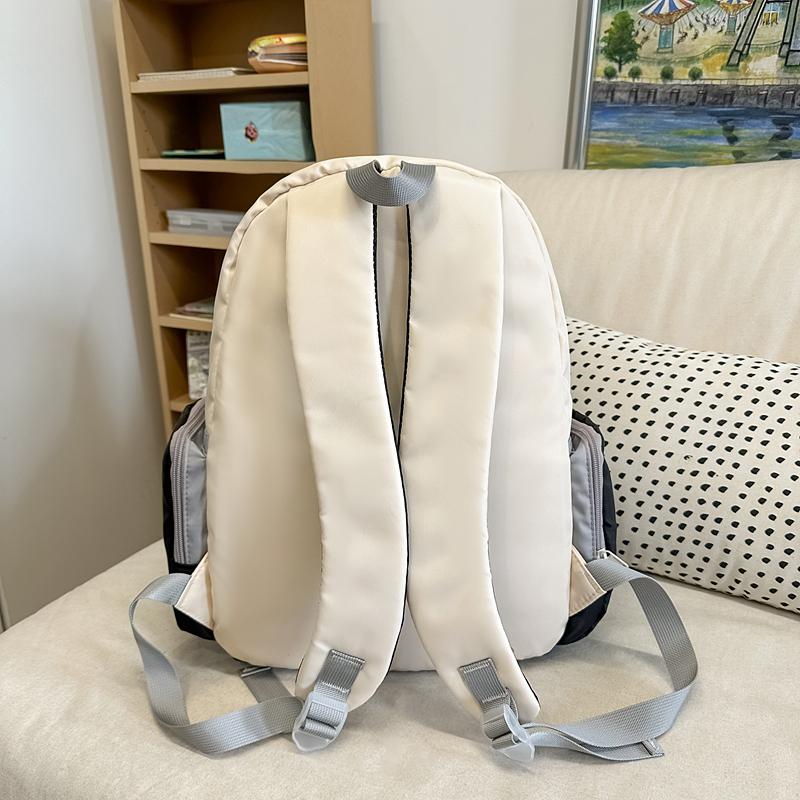 Color Block Backpack Women College Style Schoolbag Junior High School Student Backpack