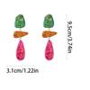 Gradiënt Vervaagde Acryl Hangende Oorbellen voor Vrouwen Retro Geometrische Splicing Drop Oorbellen Overdreven Feest Oor Accessoires