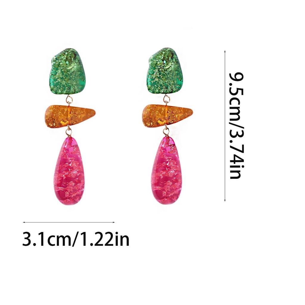 Gradiënt Vervaagde Acryl Hangende Oorbellen voor Vrouwen Retro Geometrische Splicing Drop Oorbellen Overdreven Feest Oor Accessoires