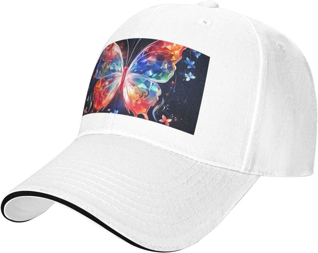 Watercolor Butterfly Baseball Cap Polyester Outdoor Adjustable Sun Protection Casual Dad Hat