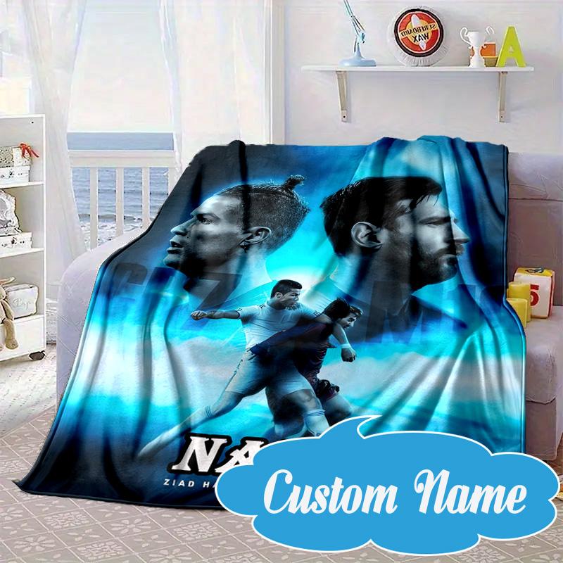 Custom Name Messi's Fiery Legacy Blanket bed sofa Blanket Flannel Blanket for Camping, Hiking, Picnic Essentials,gift for Fan family