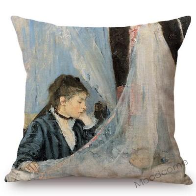 French Female Impressionist Painter Berthe Morisot The Craddle Gallery Oil Painting Throw Pillow Case Sofa Linen Cushion Cover