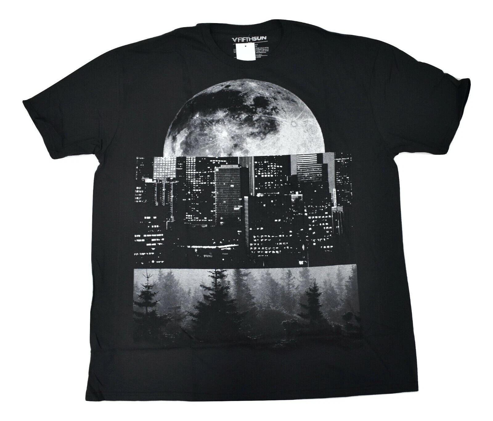 

Fifth Sun Mens Moon, City, Forrest Graphic Black Shirt New S, 2XL 4XL