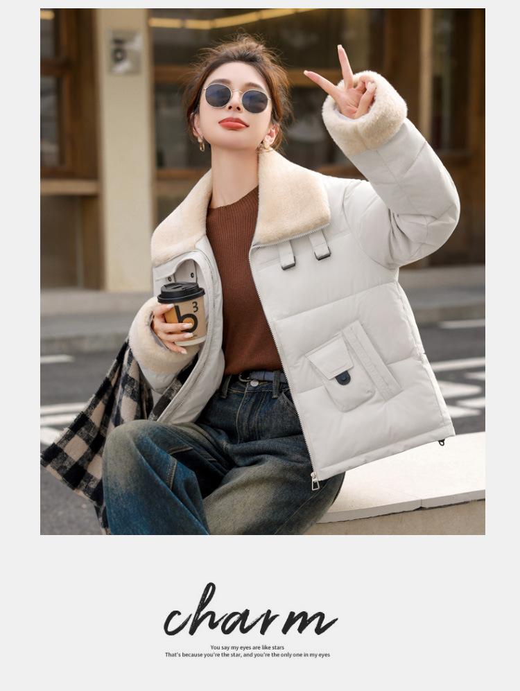 Women's Faux Wool Lapel  Down Cotton-padded Jacket