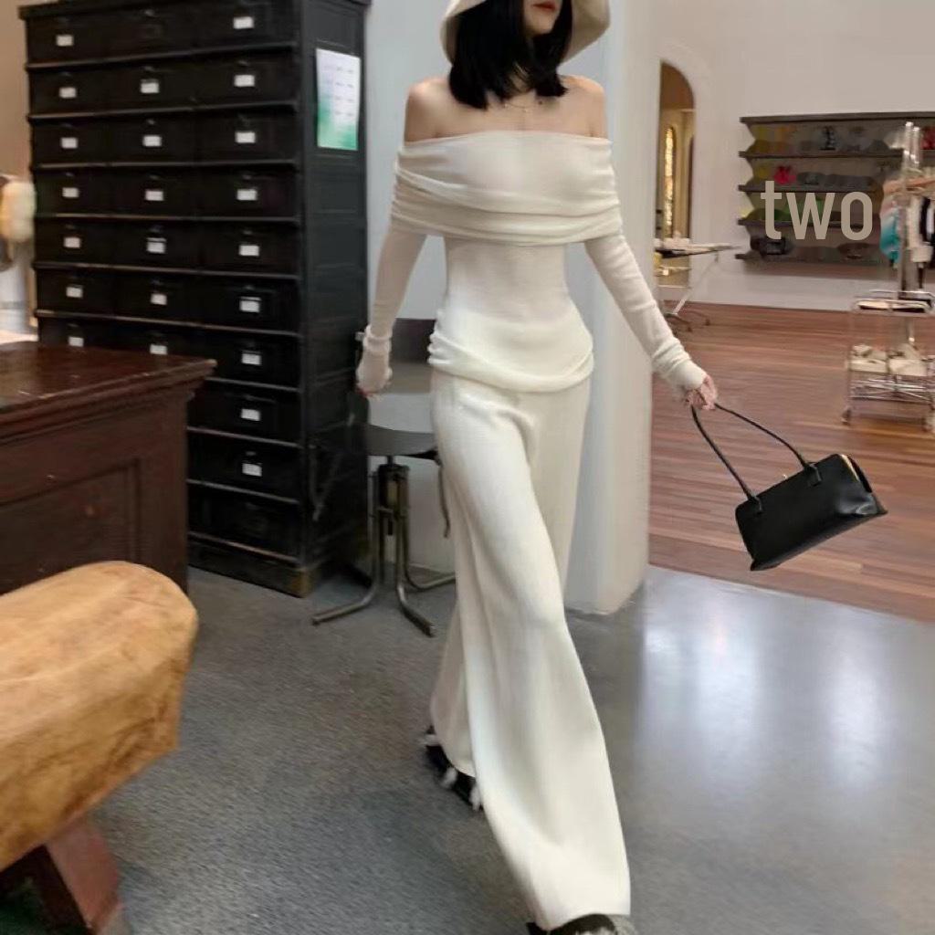 Women's French-Style One-Shoulder Wool Knit Slim Fit Sweater