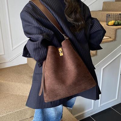 Leopard Print Suede Tote: Versatile Large-Capacity Crossbody for Autumn/Winter