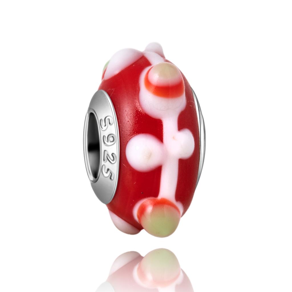 Murano Glass Collection Copper MultiColor Blue Bump Charm Fits Bracelets Women Exquisite Jewellery Accessories Gifts