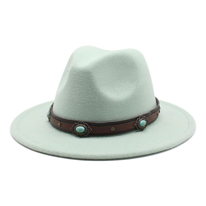 Women'S Simple Wool Top Hat White Trend Versatile Belt Men'S Jazz Hat