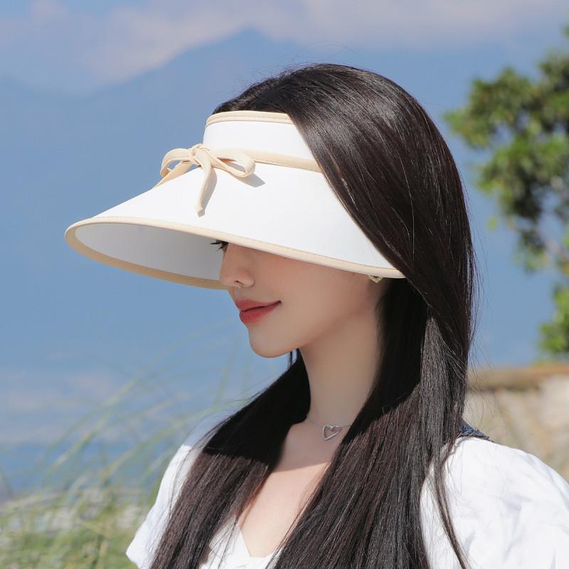 Summer Sun Protection Hat For Women With Large Brim And Butterfly Bow In Ice Silk Material For Casual Outings