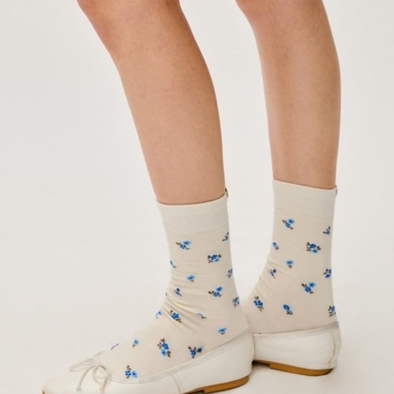 DEPOUND flower embroidery socks - blue