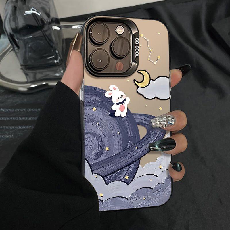 Planet Bunny Phone Case For IPhone 15 17 17Air 14 13 12 11 Pro Max Plus 7 8 16E Transparent Shockproof Case Hard Cover