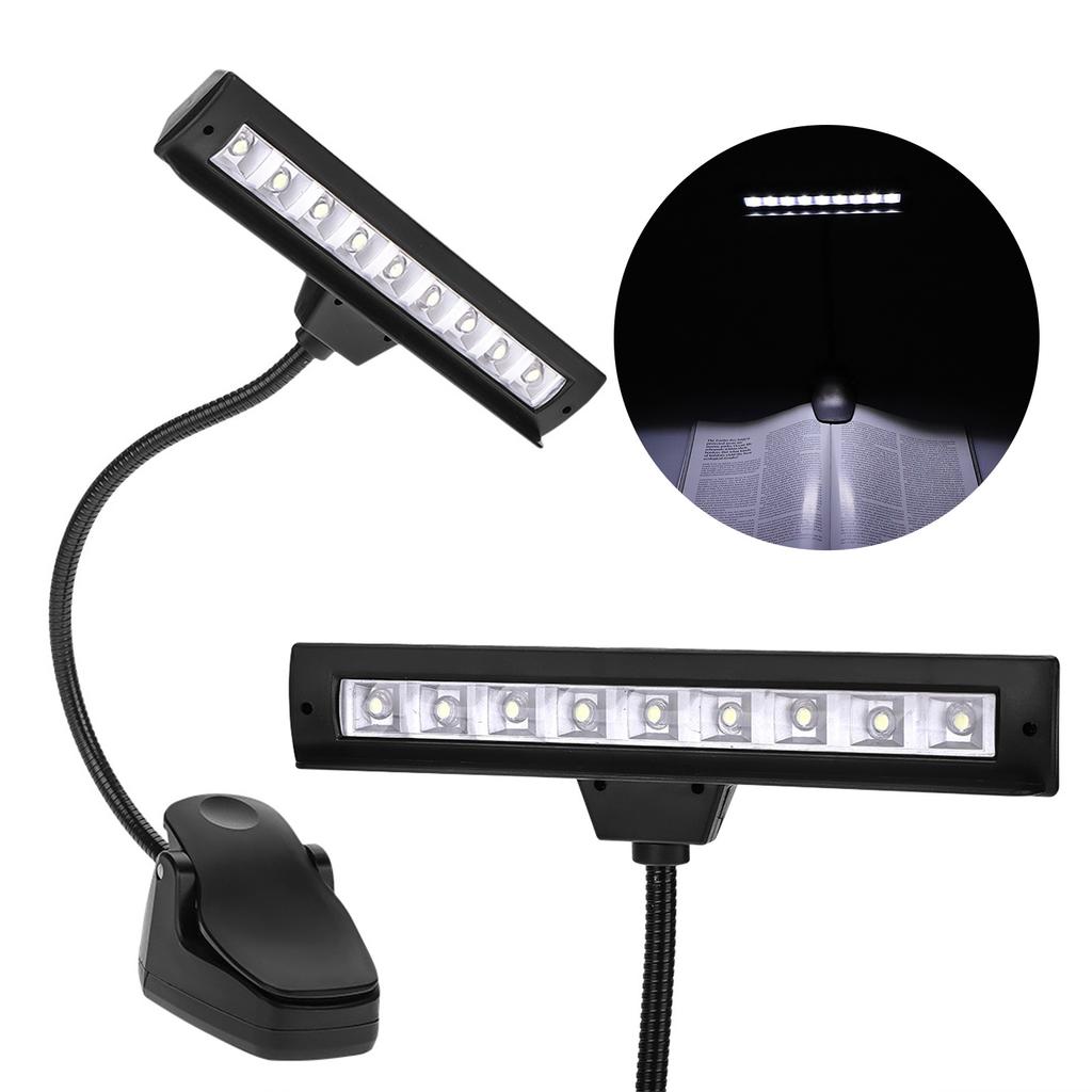 Portable Flexible 9 LEDs Clip On Music Stand Light Bedroom Reading Desk Lamp