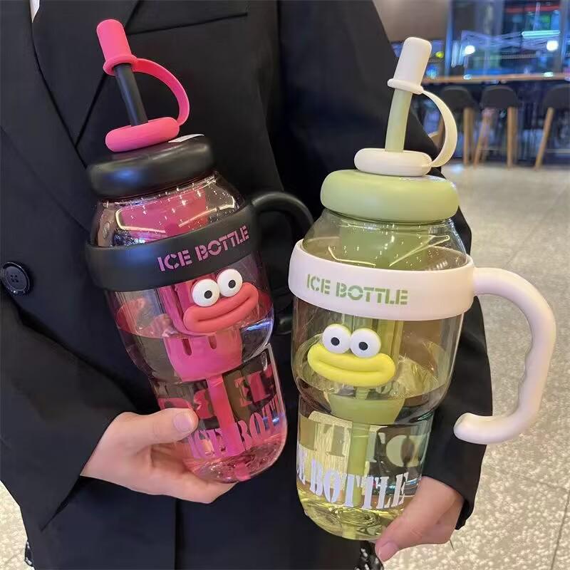 Lucky Belly Jumbo Water Bottle with Tea Infuser, Straw, High-Value Handle, and Convenient Ice Holder