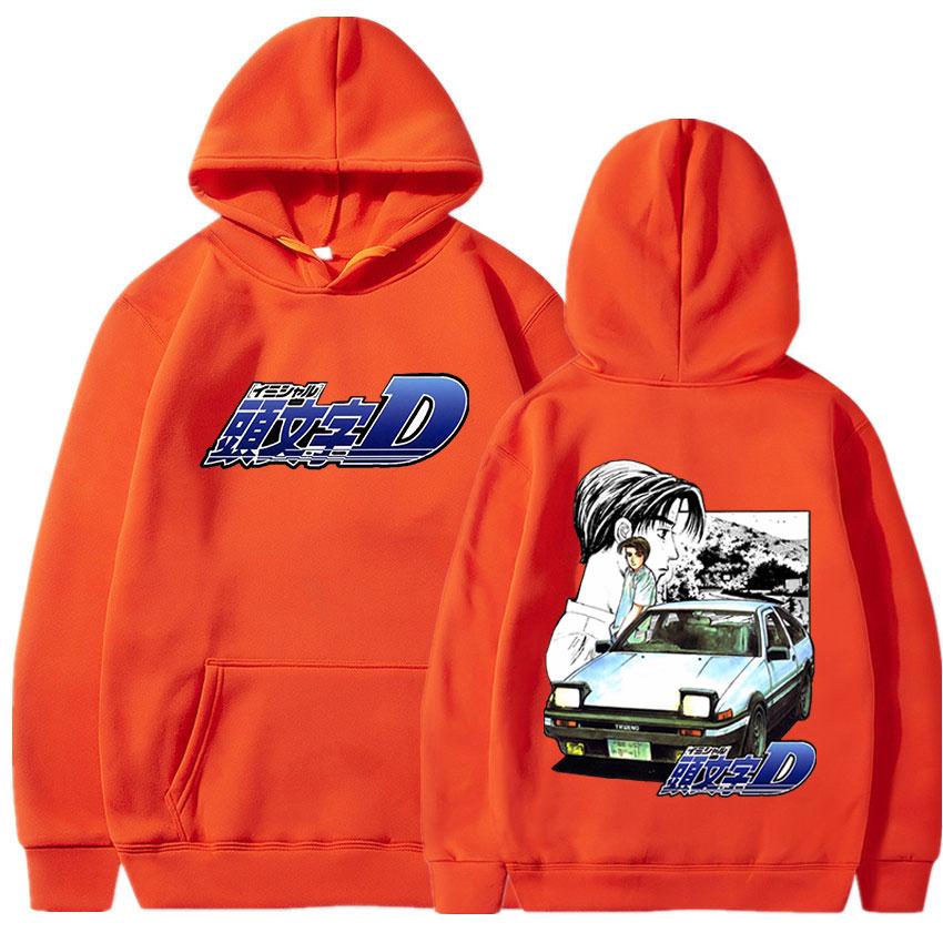 

Японський гарячий аніме Initial D Drift AE86 Racing Car Hoodie Takumi Fujiwara R34 Skyline GTR JDM Hoodies Вінтажний світшот з довгими рукавами 4XL помаранчевий