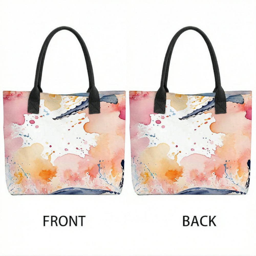 Watercolor Printed Tote Bag Stylish Casual Large Capacity Handbag for Daily Use
