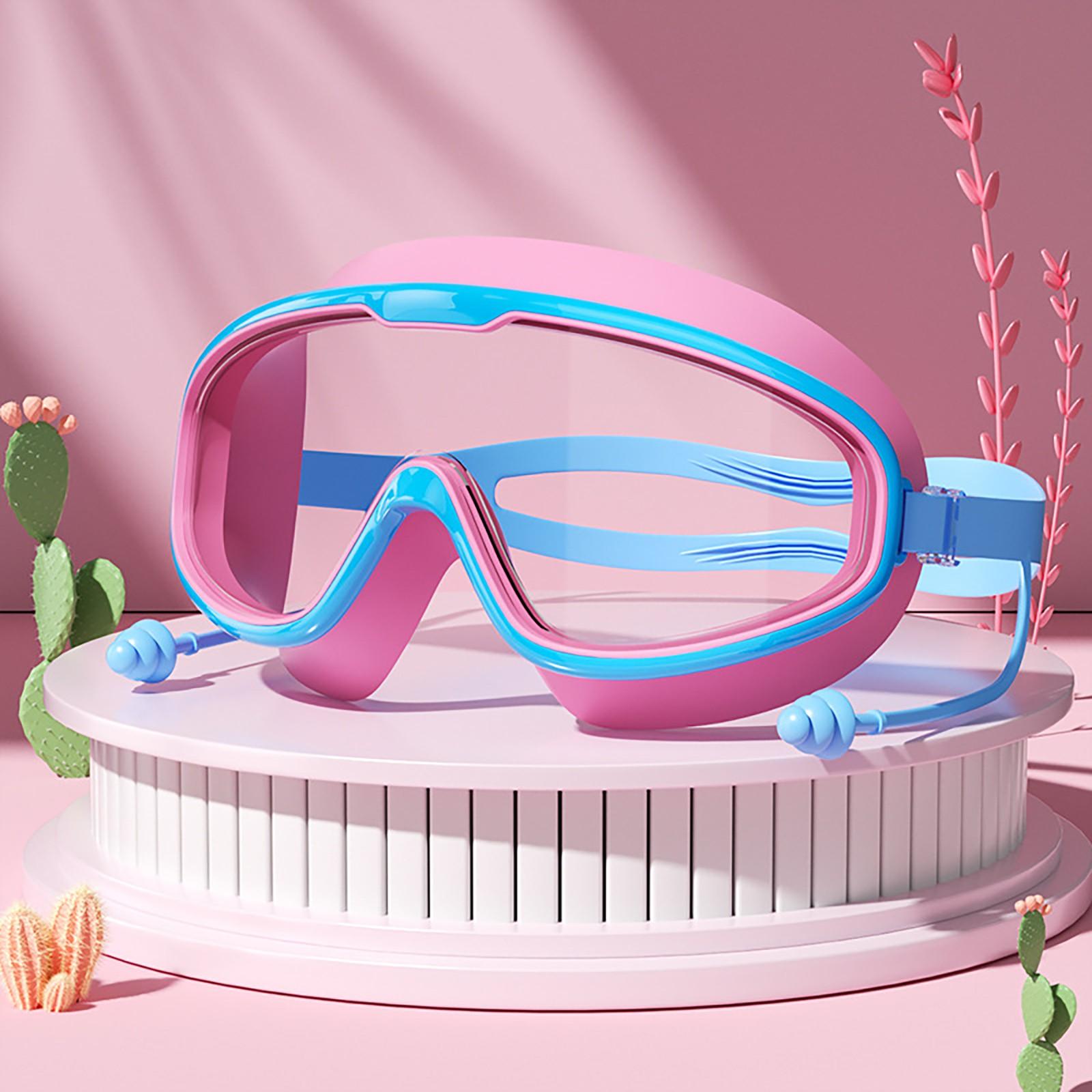 

Плавательные очки с большой оправой HD Водонепроницаемые и -запотевающие Мужские и женские плавательные очки Цельные беруши Силиконовые Детские Глаза