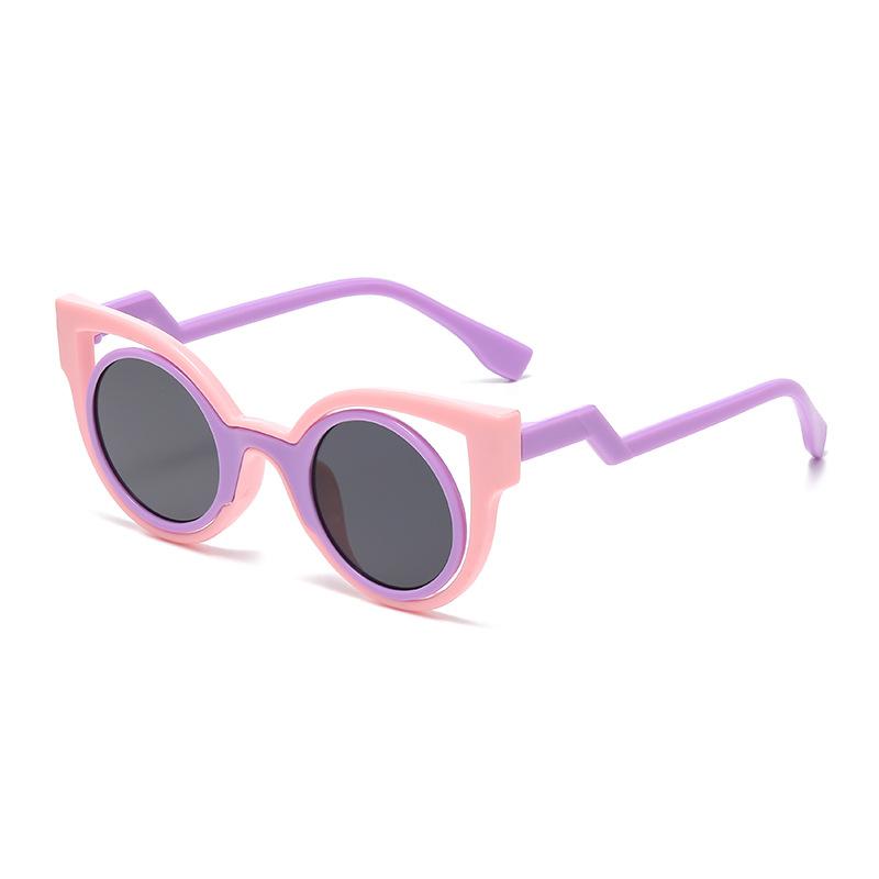 7332 Children'S Hollow Fashion Frame Cat Eye Sunglasses, Cute Boys And Girls Uv Protection Sunglasses