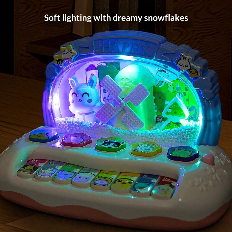 Musical Piano Keyboard Early Learning Toy Flashing LED Lights Animal Sounds Interactive Gift for Preschool Toddlers Kids
