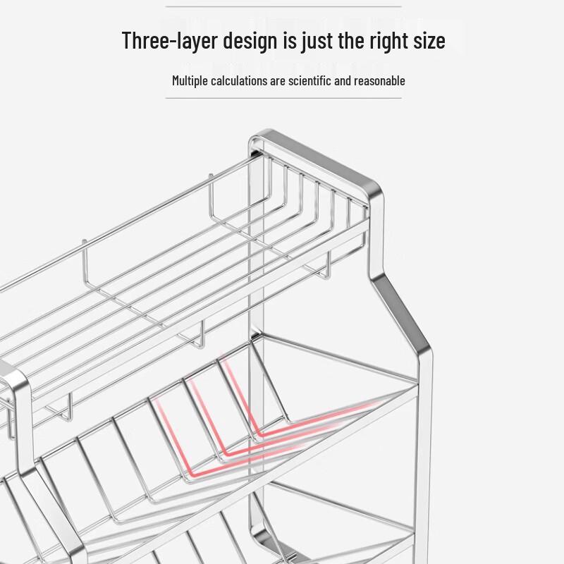Yunshuang 3-stöckiges Küchen-Gewürzregal aus Edelstahl, 40cm