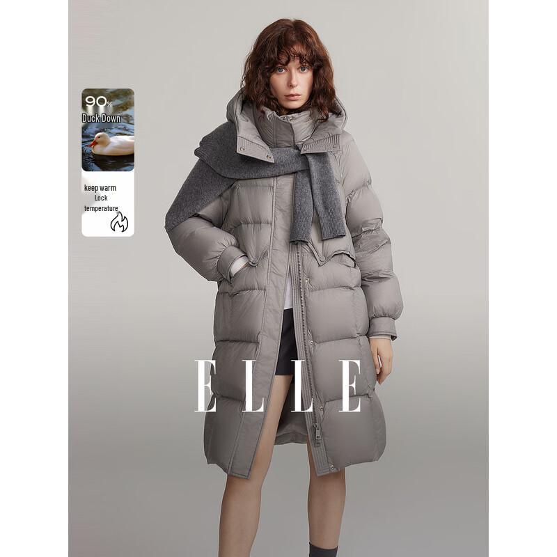 ELLE Women s Mid-length Hooded Duck Down Jacket S