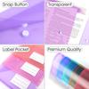 6/12pcs 11-Hole A4 Binder Pockets | Transparent Colorful PP File Bags & Label Pocket - Document Organizer for School Office Home