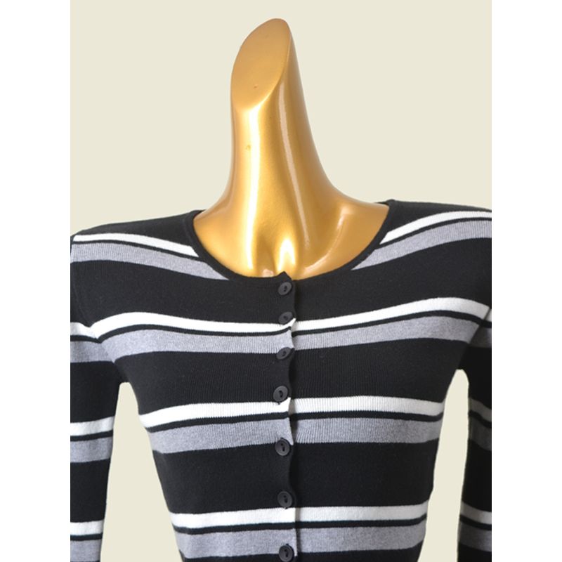 Domestic Counter Brand UJIA American Color Matching High Waist Small Cardigan Preppy Style Slimming Long Sleeves Sexy Knitting Tops