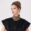 Elegant Ladies Neck Scarf Leopard Pleated Stand Up Collar Shirt Sweater Decorative Detachable Ruffles False Collar Necklace