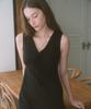 LAMINEZ V-Neck Ribbon Long Dress - Black