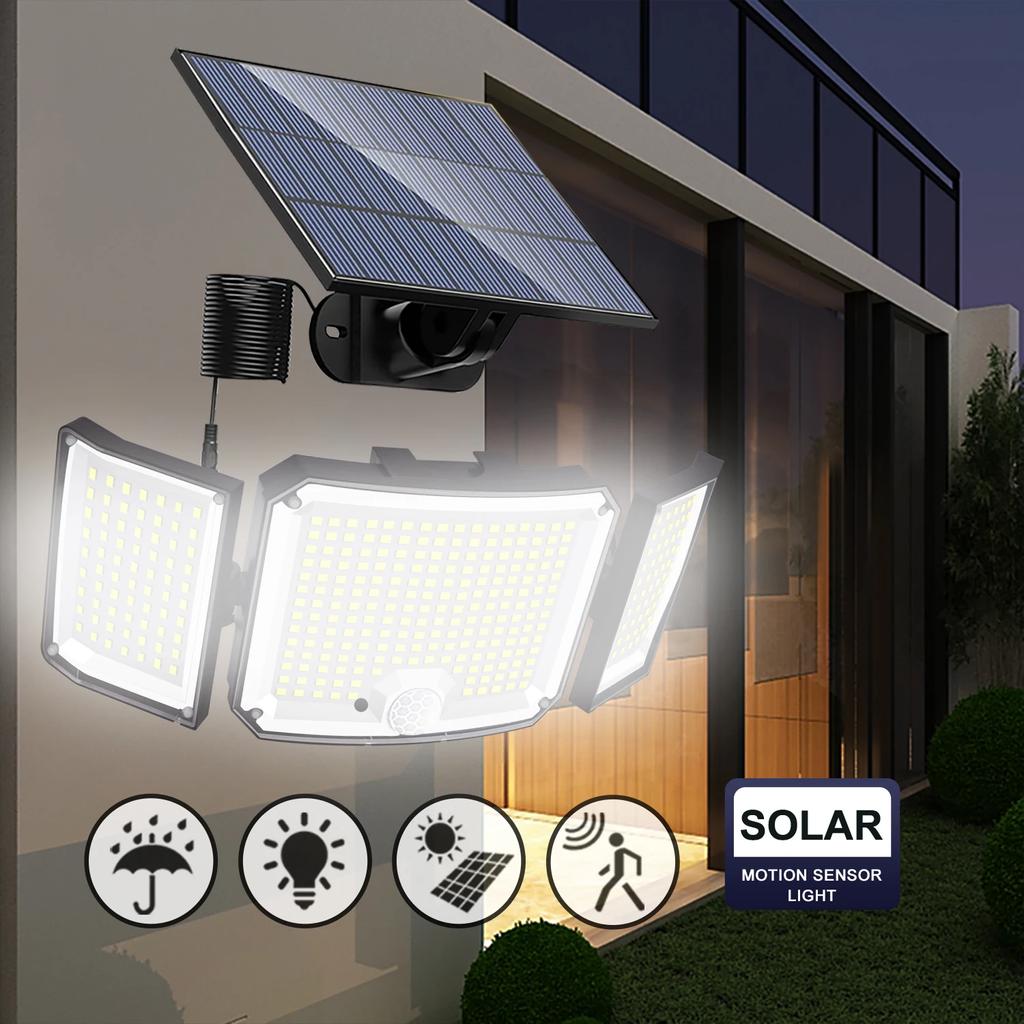 346 LED Solar Lamp Outdoor Motion Sensor Solar Flood Lights with Remote Control IP65 Waterproof Security Lights for Outside