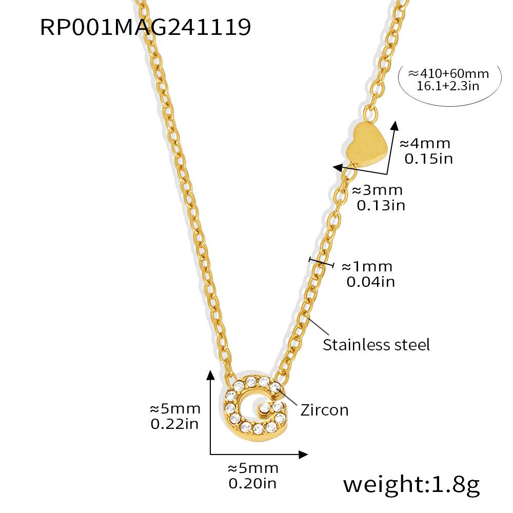 Qiong Yao 26-Letter Zircon Inlaid Jewelry Set: Gold-Plated Titanium Steel Necklace, Bracelet, Ring, and Stud Earrings.