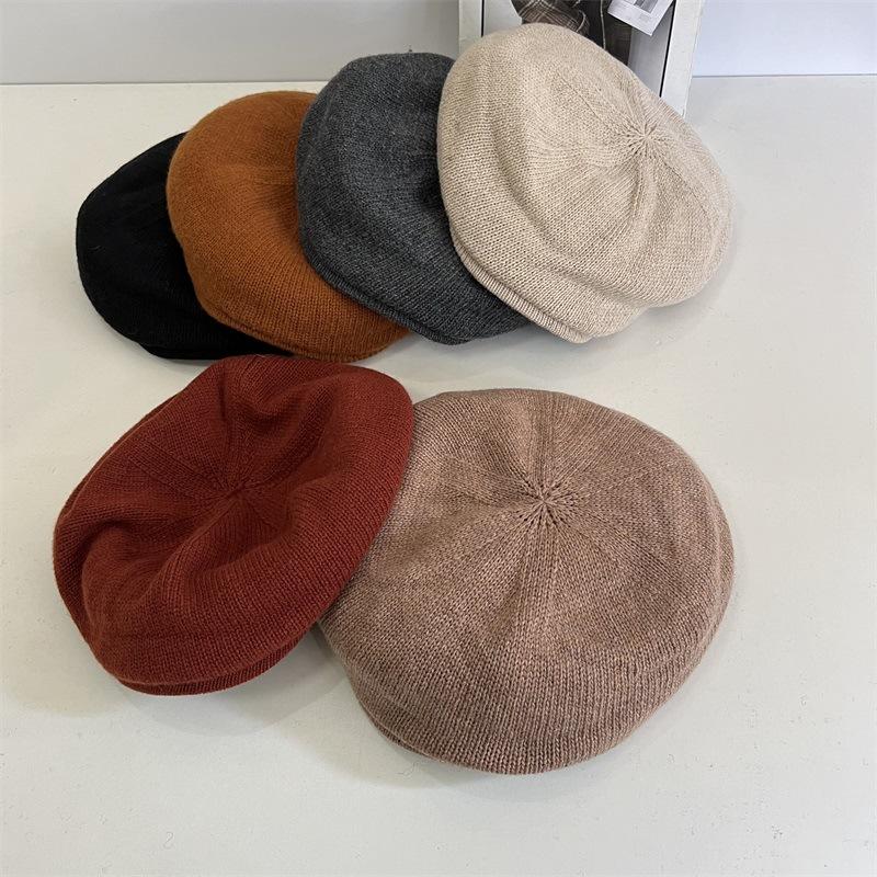 

Retro old money wind big head circumference cap women s autumn and winter warm wool knitted octagonal hat fashionable neutral dad hat M（56-58cm） хакі