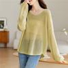 Spring and Summer New Solid Color Simple Hollow Knitted Sweater Women's Fashion Loose and Thin Bat Sleeve T-shirt Top Thin